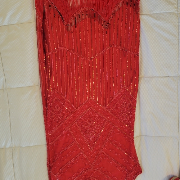 Red sequin flapper dress, - Picture 3 of 4